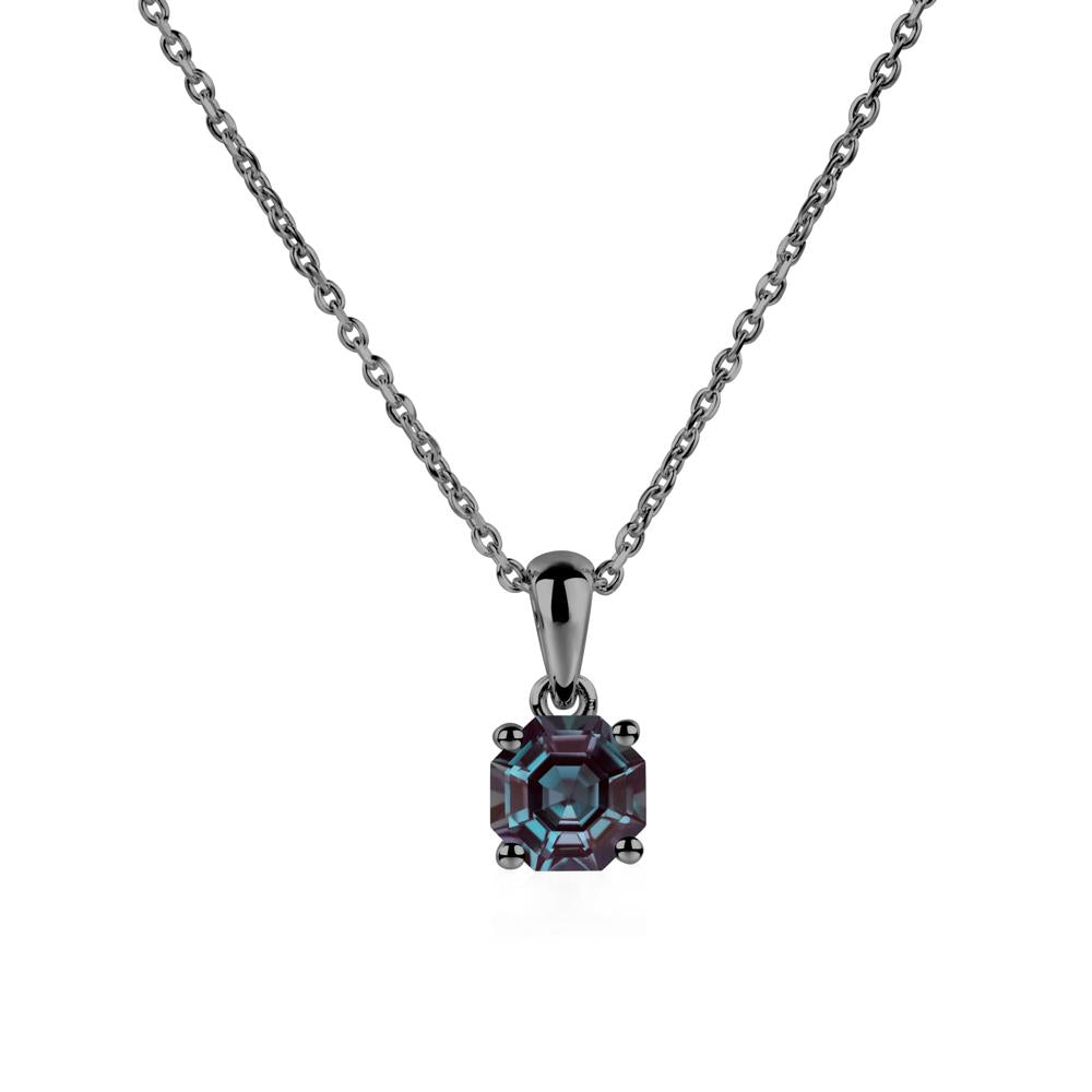 Octagon Alexandrite Solitaire Necklace - LUO Jewelry #metal_black finish sterling silver