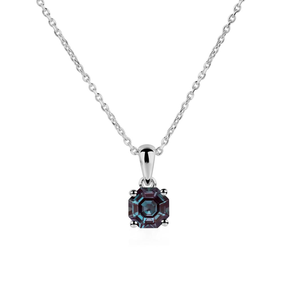 Octagon Alexandrite Solitaire Necklace - LUO Jewelry #metal_platinum