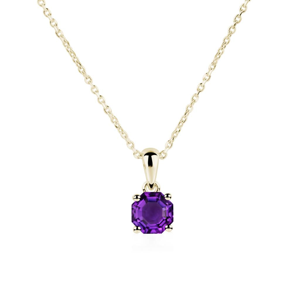 Octagon Amethyst Solitaire Necklace - LUO Jewelry #metal_14k yellow gold