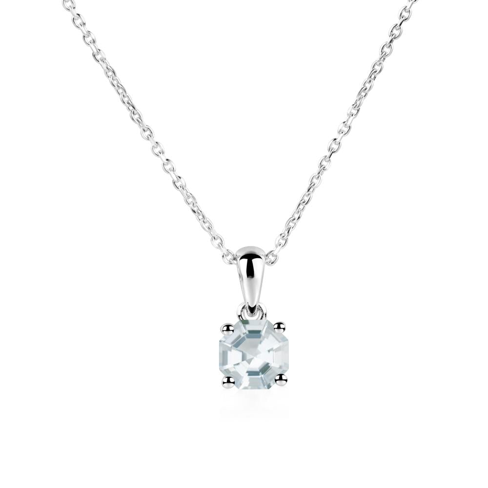 Octagon Aquamarine Solitaire Necklace - LUO Jewelry #metal_14k white gold