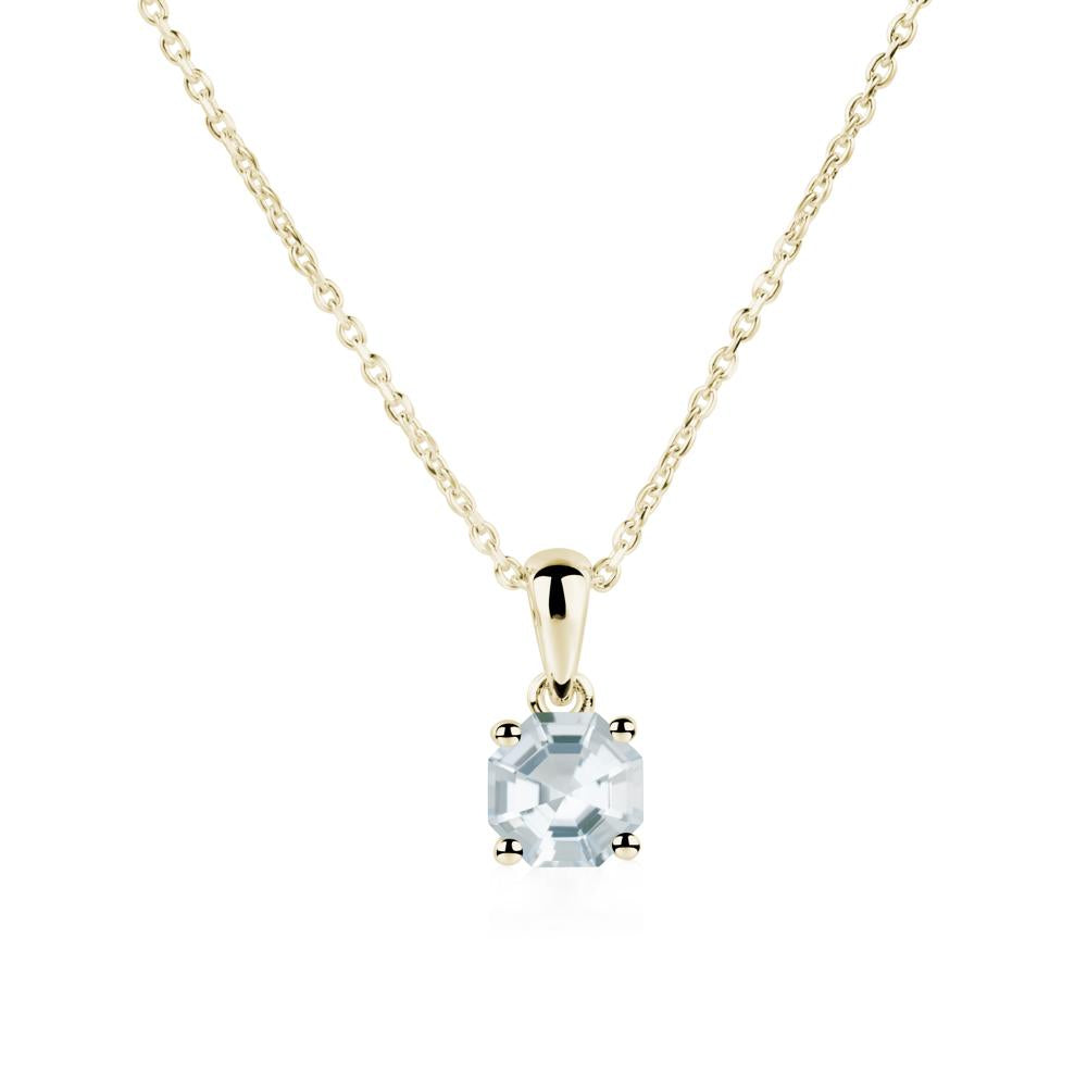 Octagon Aquamarine Solitaire Necklace - LUO Jewelry #metal_14k yellow gold