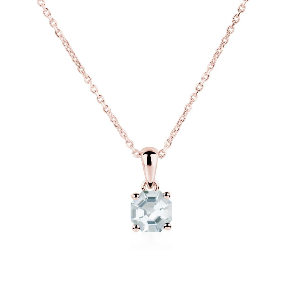 Octagon Aquamarine Solitaire Necklace - LUO Jewelry #metal_18k rose gold