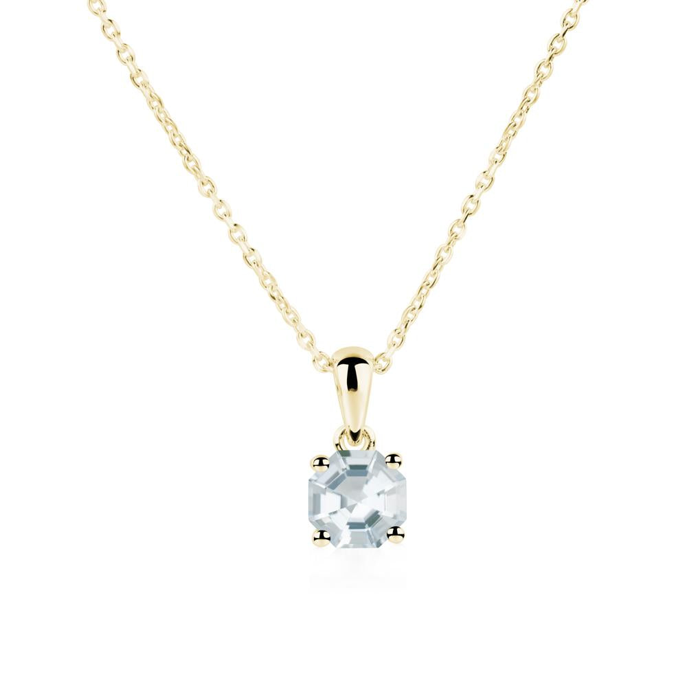 Octagon Aquamarine Solitaire Necklace - LUO Jewelry #metal_18k yellow gold