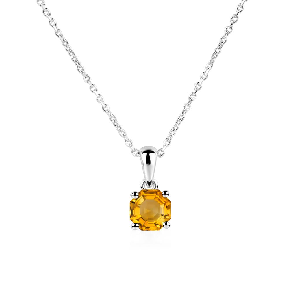 Octagon Citrine Solitaire Necklace - LUO Jewelry #metal_sterling silver