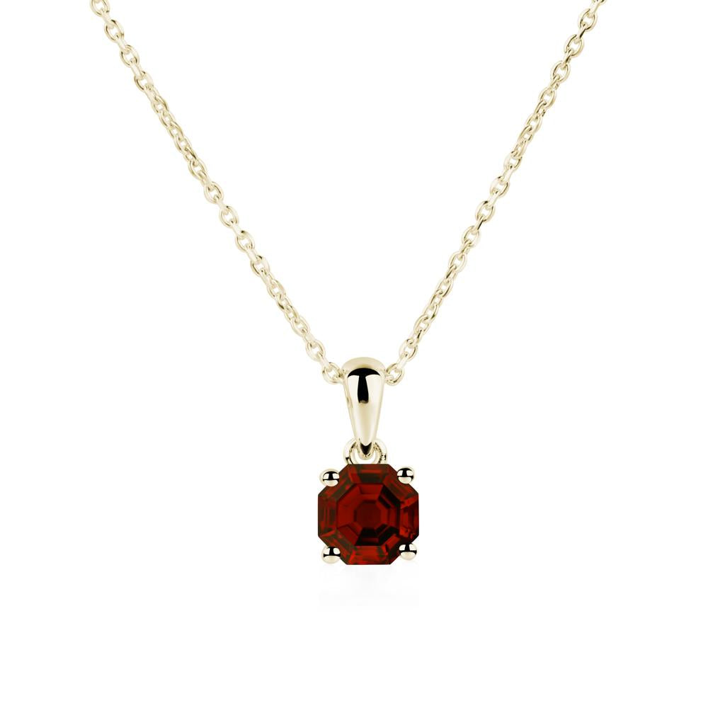 Octagon Garnet Solitaire Necklace - LUO Jewelry #metal_14k yellow gold