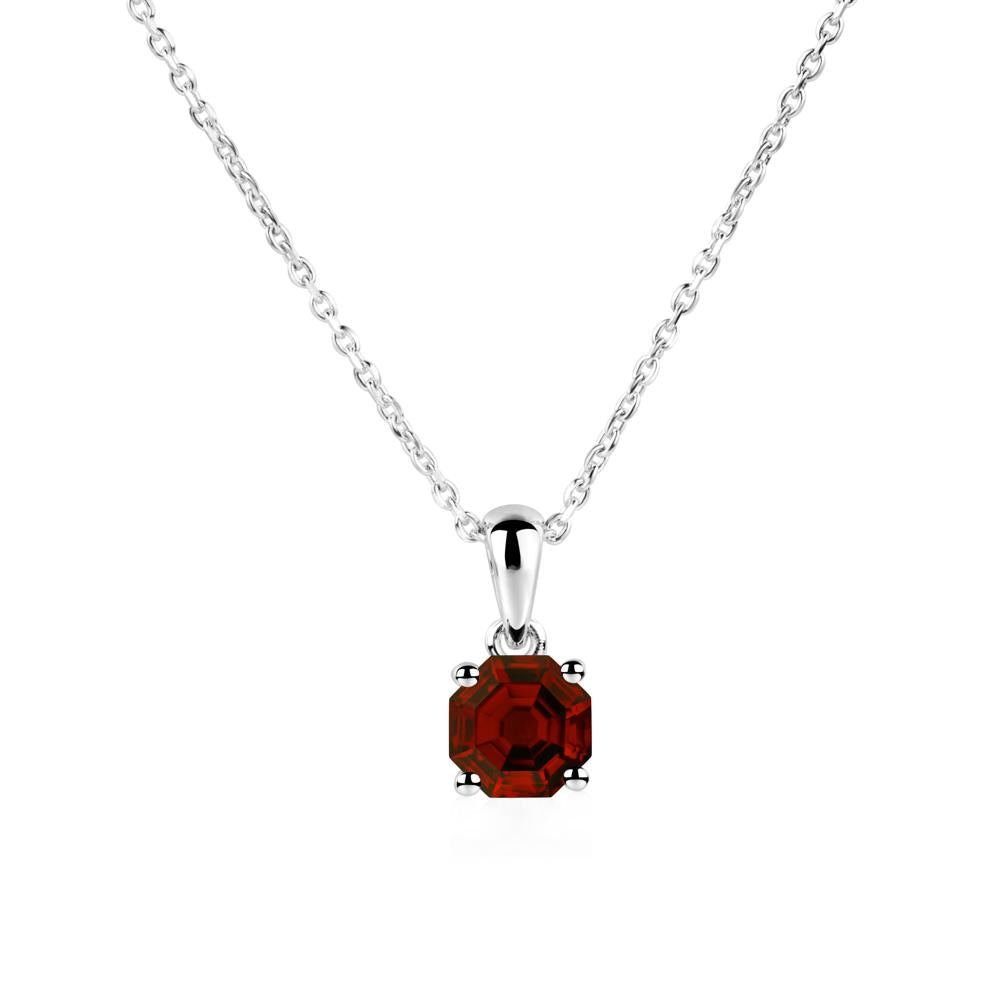 Octagon Garnet Solitaire Necklace - LUO Jewelry #metal_sterling silver