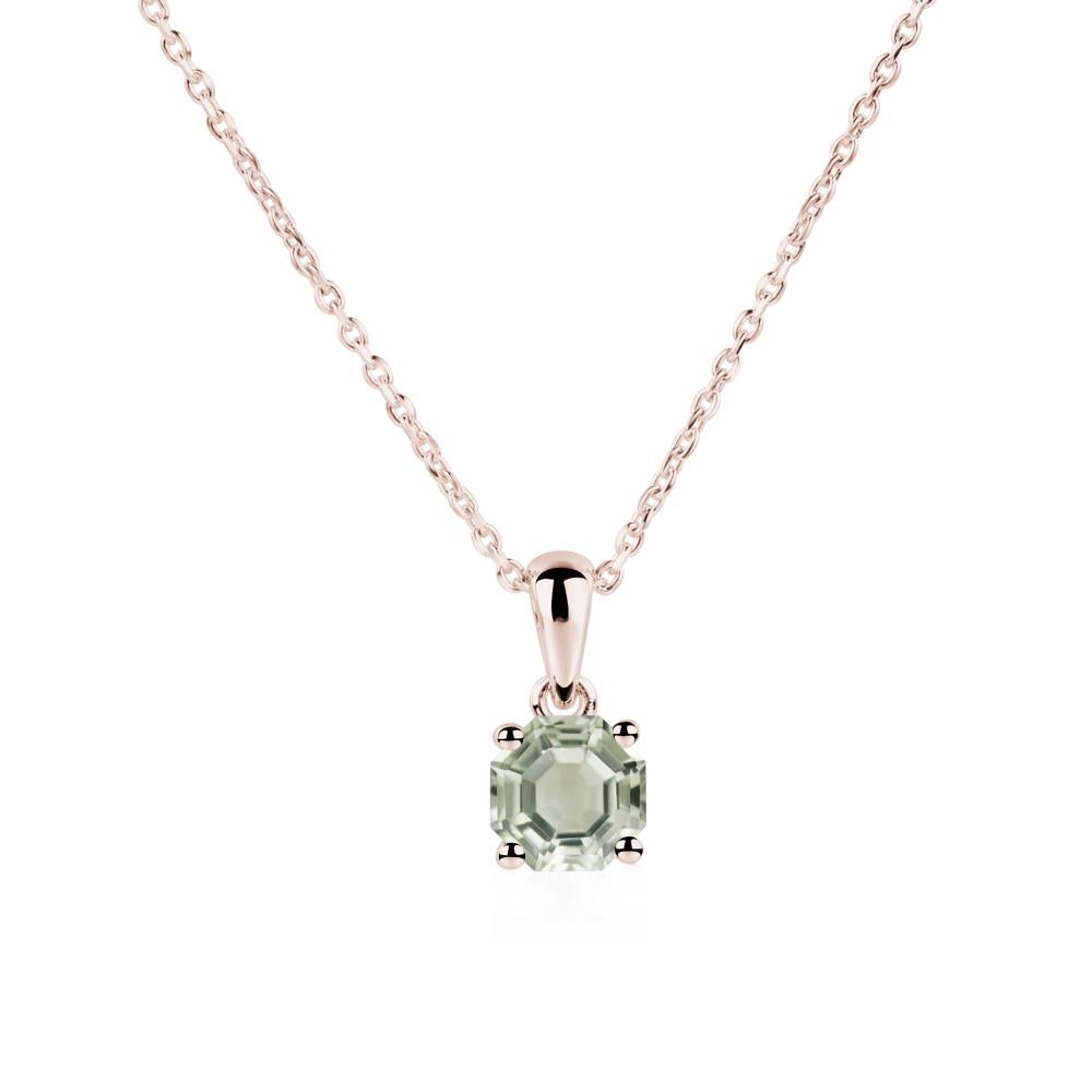 Octagon Green Amethyst Solitaire Necklace - LUO Jewelry #metal_14k rose gold