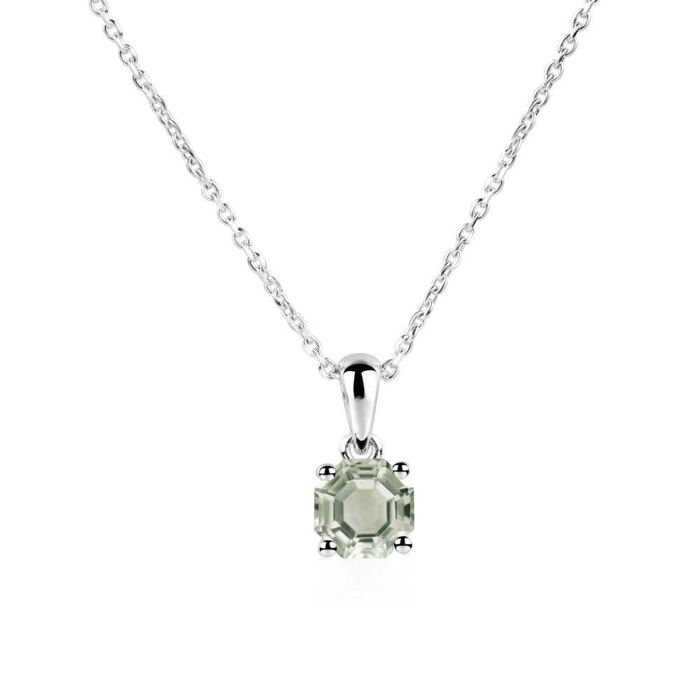 Octagon Green Amethyst Solitaire Necklace - LUO Jewelry #metal_sterling silver