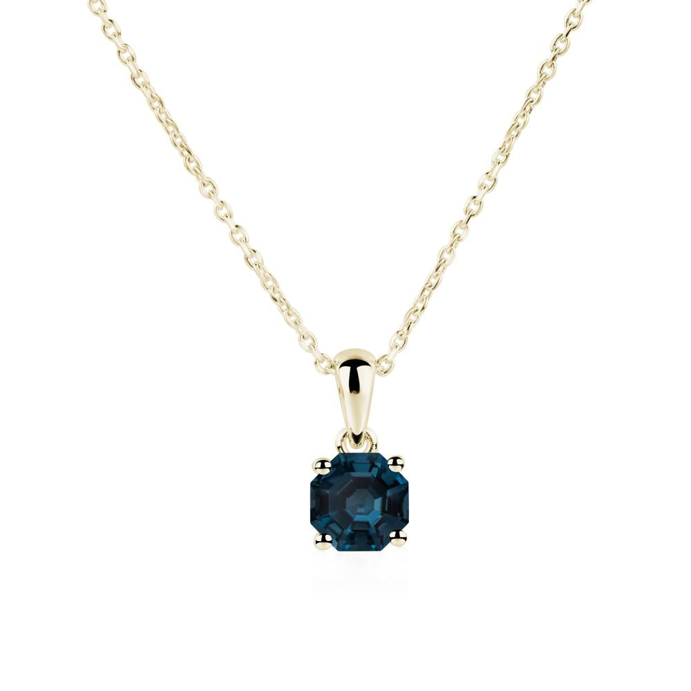 Octagon London Blue Topaz Solitaire Necklace - LUO Jewelry #metal_14k yellow gold