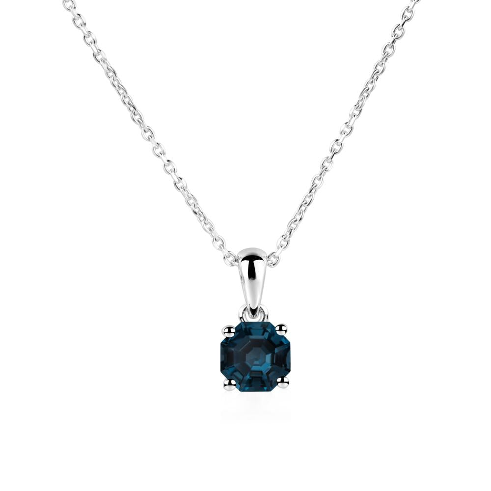 Octagon London Blue Topaz Solitaire Necklace - LUO Jewelry #metal_sterling silver