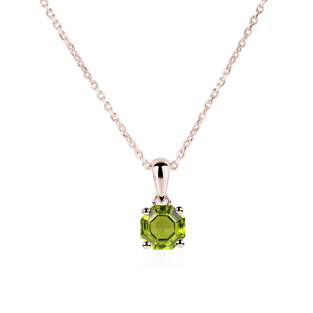 Octagon Peridot Solitaire Necklace - LUO Jewelry #metal_14k rose gold