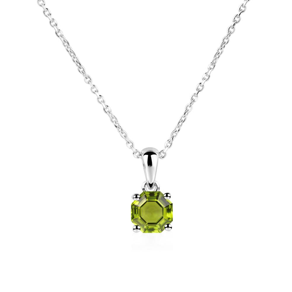 Octagon Peridot Solitaire Necklace - LUO Jewelry #metal_sterling silver