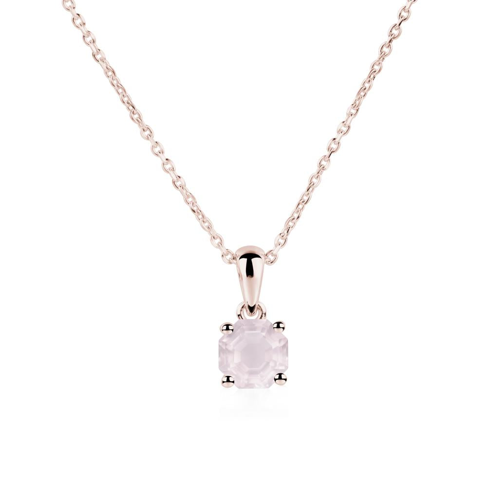 Octagon Rose Quartz Solitaire Necklace - LUO Jewelry #metal_14k rose gold
