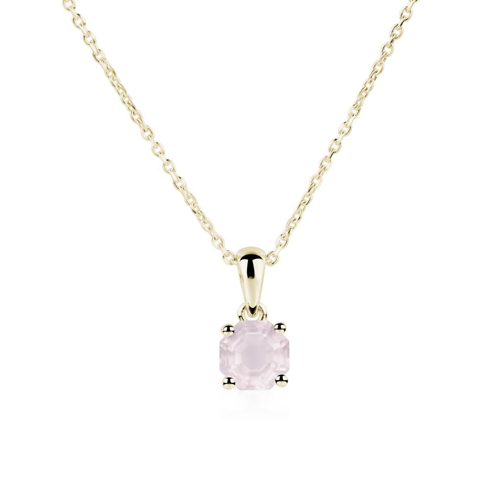 Octagon Rose Quartz Solitaire Necklace - LUO Jewelry #metal_14k yellow gold