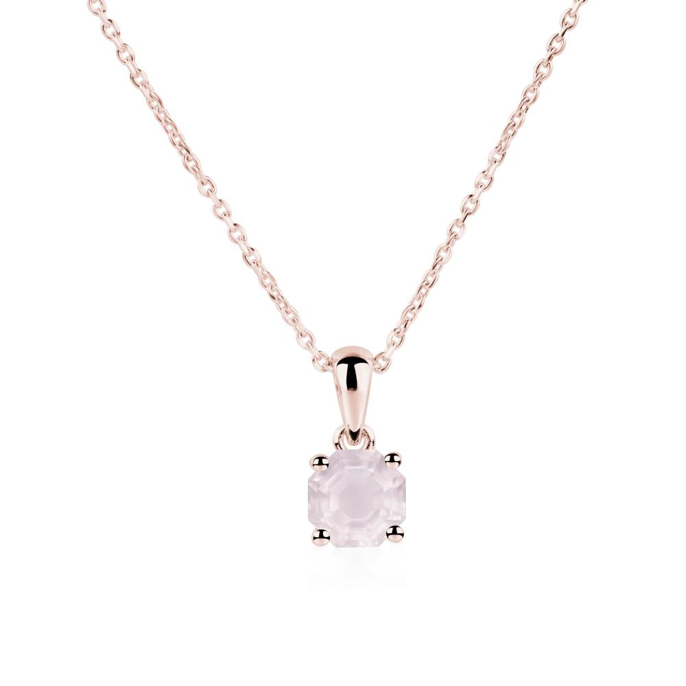 Octagon Rose Quartz Solitaire Necklace - LUO Jewelry #metal_18k rose gold