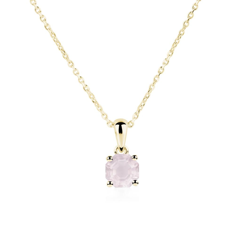 Octagon Rose Quartz Solitaire Necklace - LUO Jewelry #metal_18k yellow gold