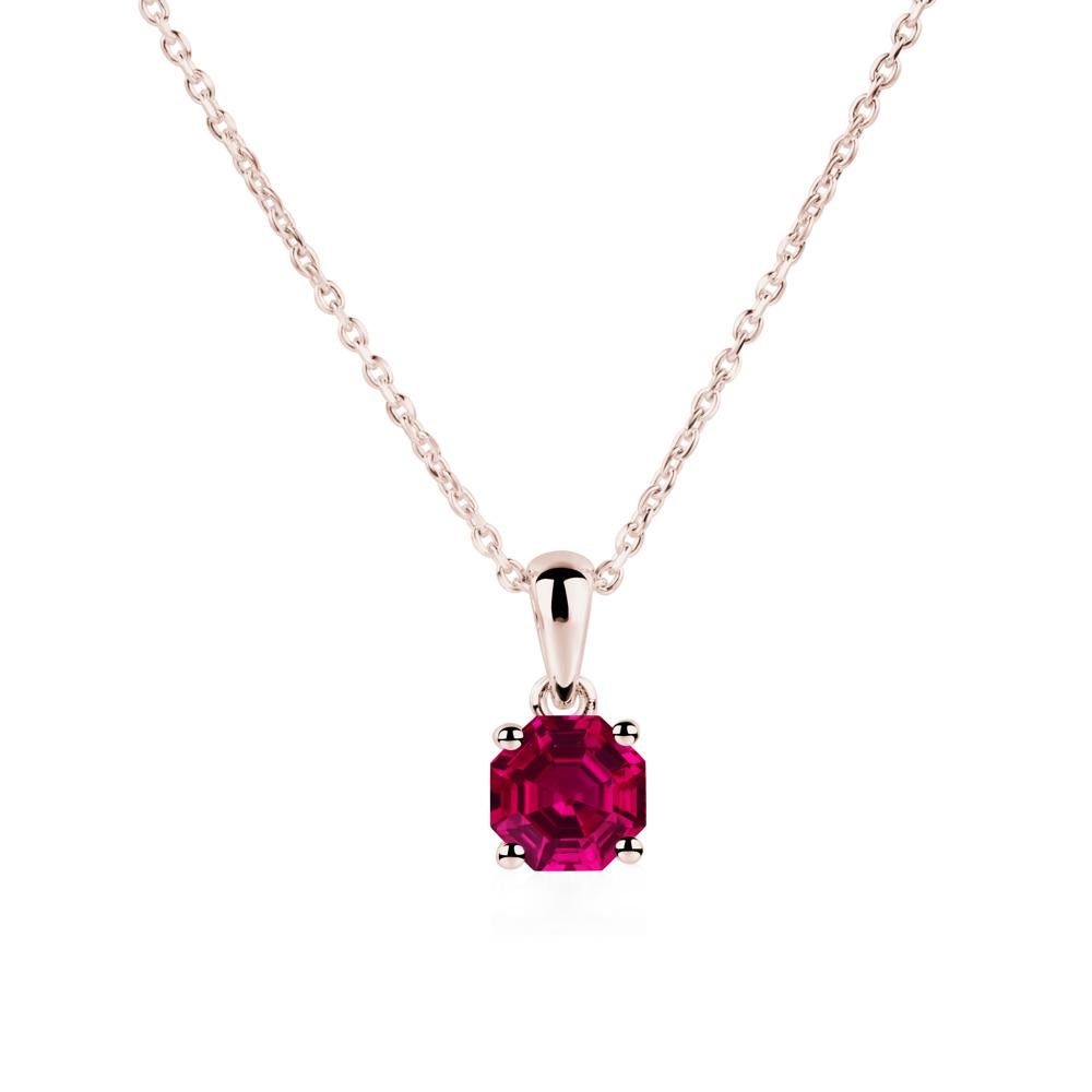 Octagon Ruby Solitaire Necklace - LUO Jewelry #metal_14k rose gold