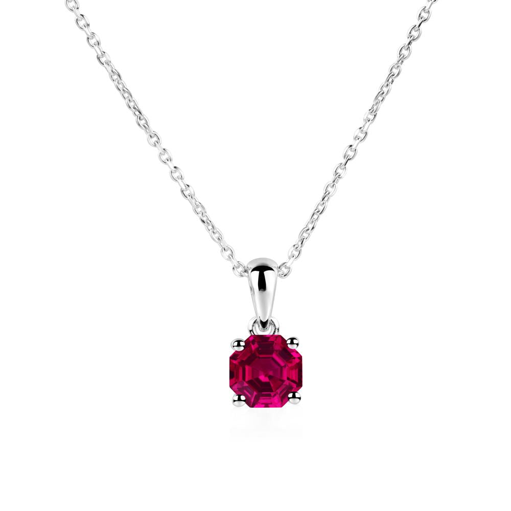 Octagon Ruby Solitaire Necklace - LUO Jewelry #metal_sterling silver