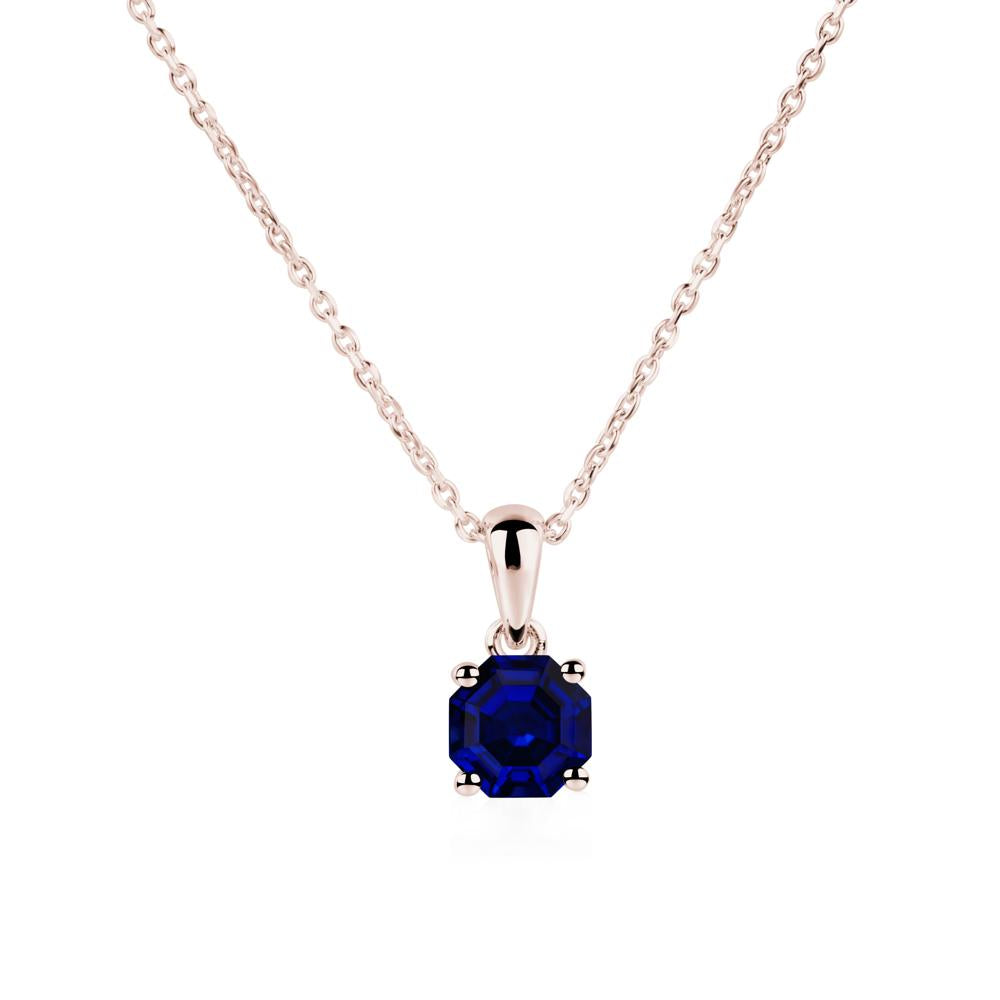 Octagon Sapphire Solitaire Necklace - LUO Jewelry #metal_14k rose gold