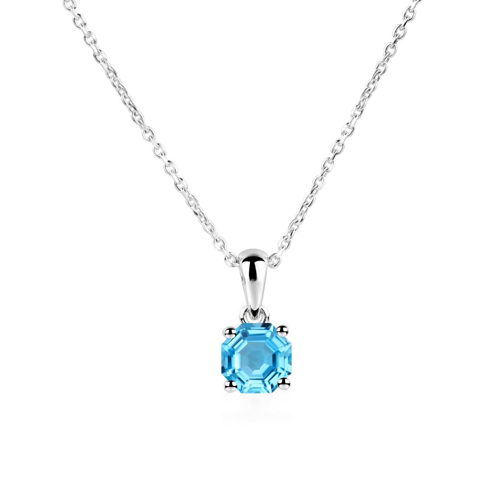 Octagon Swiss Blue Topaz Solitaire Necklace - LUO Jewelry #metal_sterling silver