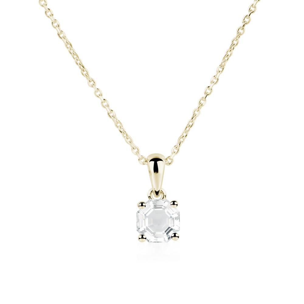 Octagon White Topaz Solitaire Necklace - LUO Jewelry #metal_14k yellow gold