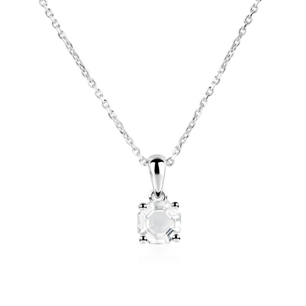 Octagon White Topaz Solitaire Necklace - LUO Jewelry #metal_sterling silver