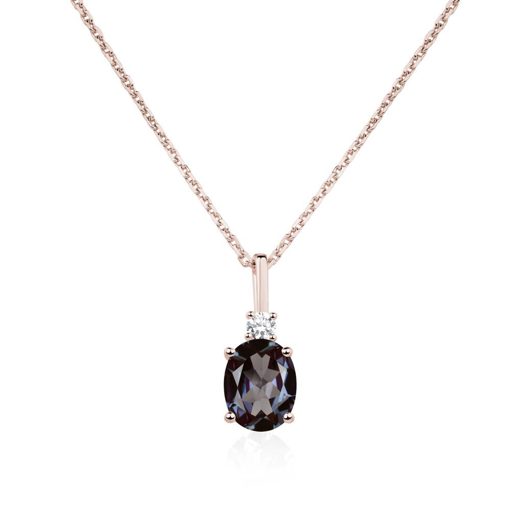 Simple Oval Alexandrite Necklace - LUO Jewelry #metal_14k rose gold