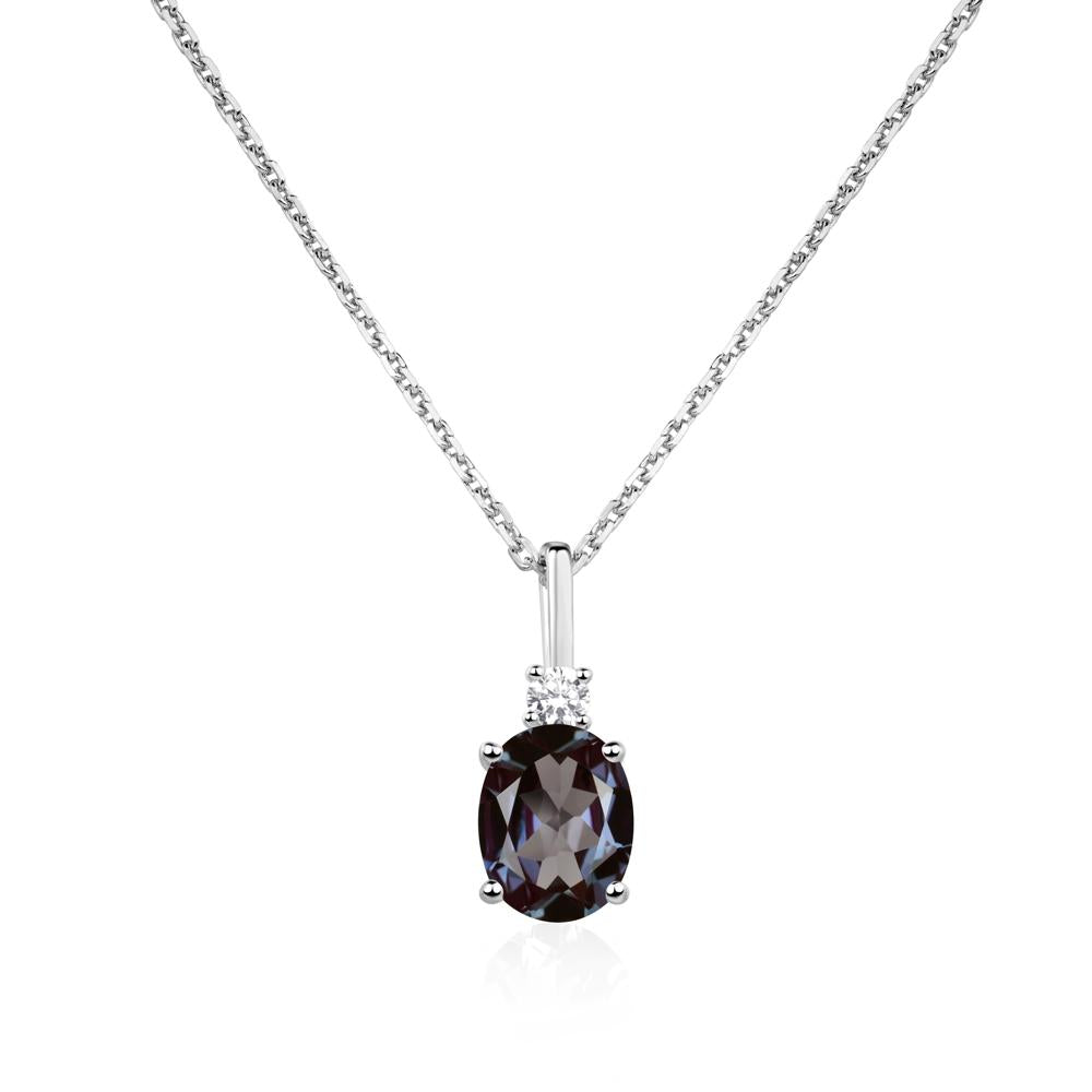 Simple Oval Alexandrite Necklace - LUO Jewelry #metal_14k white gold