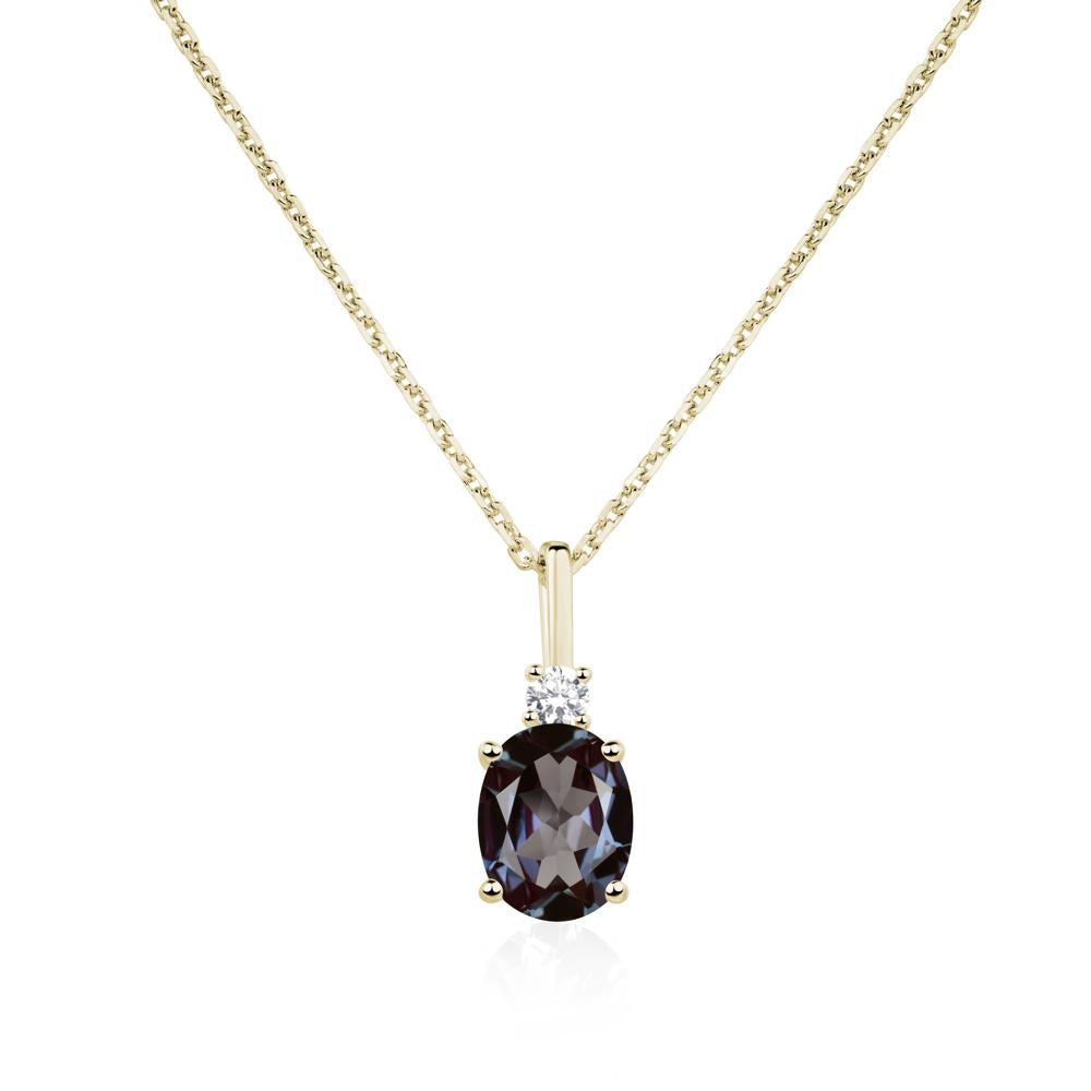 Simple Oval Alexandrite Necklace - LUO Jewelry #metal_14k yellow gold