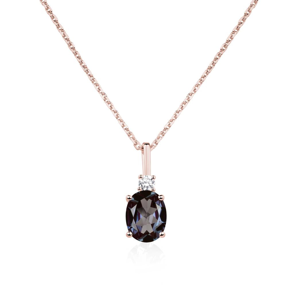 Simple Oval Alexandrite Necklace - LUO Jewelry #metal_18k rose gold