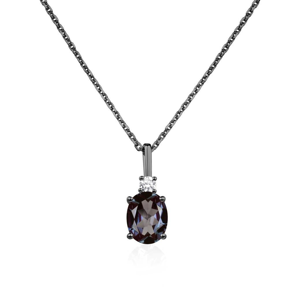 Simple Oval Alexandrite Necklace - LUO Jewelry #metal_black finish sterling silver