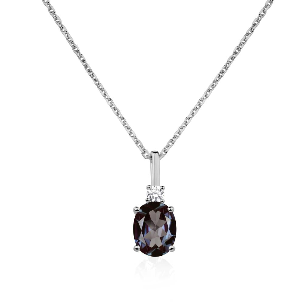 Simple Oval Alexandrite Necklace - LUO Jewelry #metal_platinum