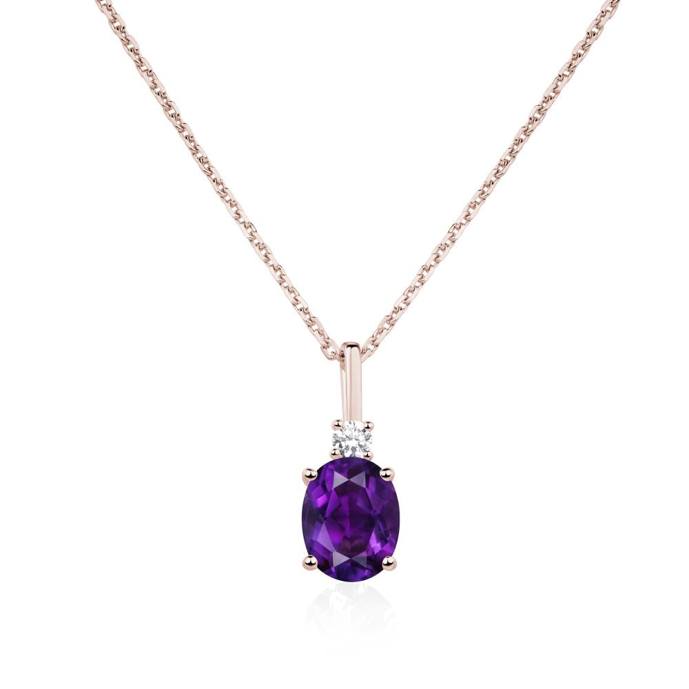 Simple Oval Amethyst Necklace - LUO Jewelry #metal_14k rose gold