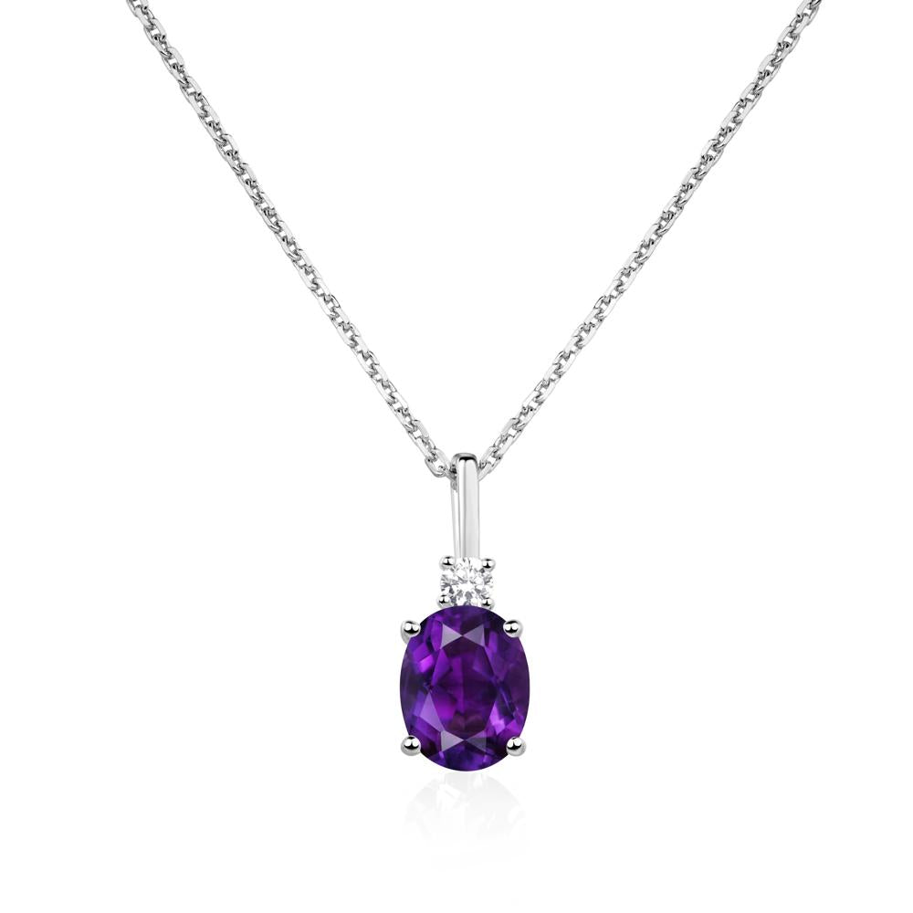 Simple Oval Amethyst Necklace - LUO Jewelry #metal_14k white gold