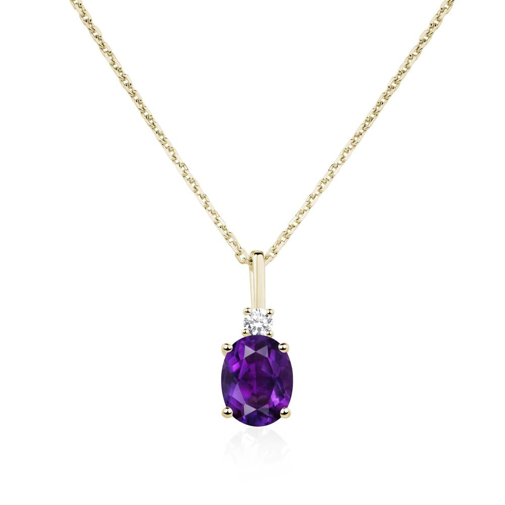 Simple Oval Amethyst Necklace - LUO Jewelry #metal_14k yellow gold