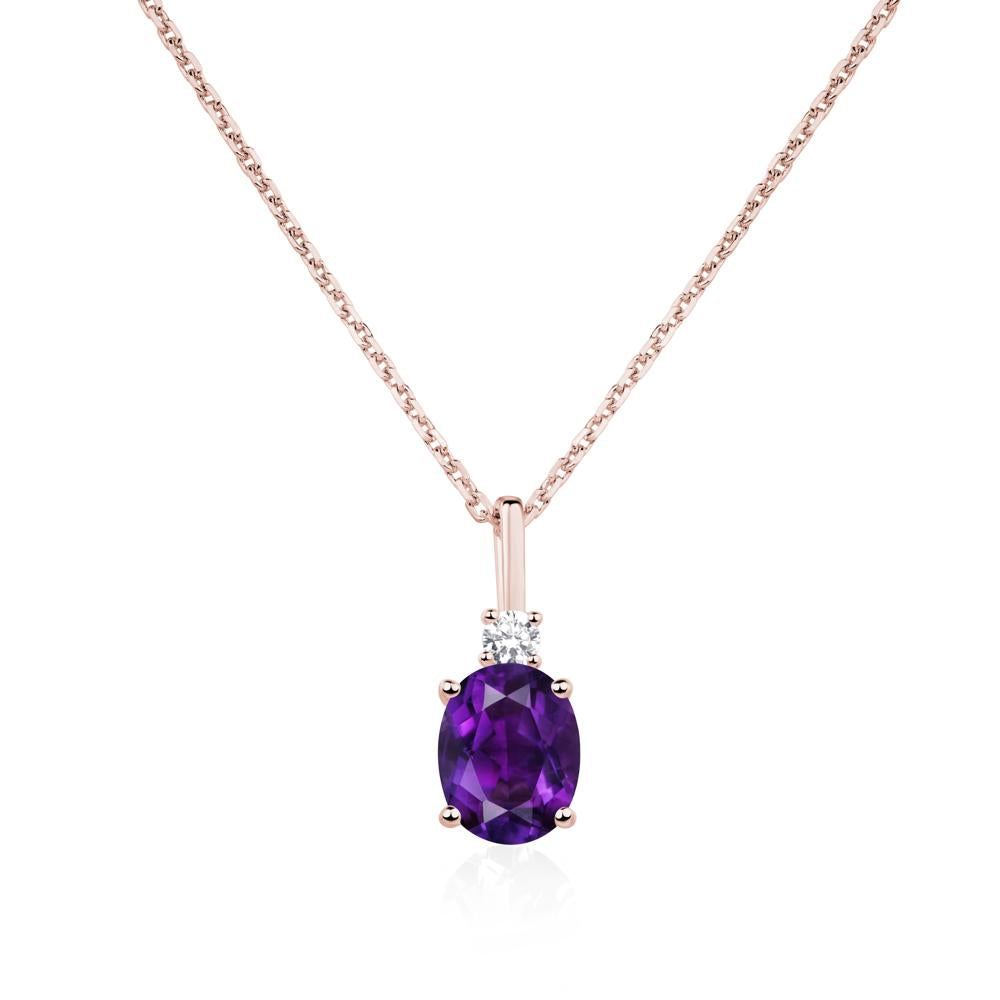 Simple Oval Amethyst Necklace - LUO Jewelry #metal_18k rose gold