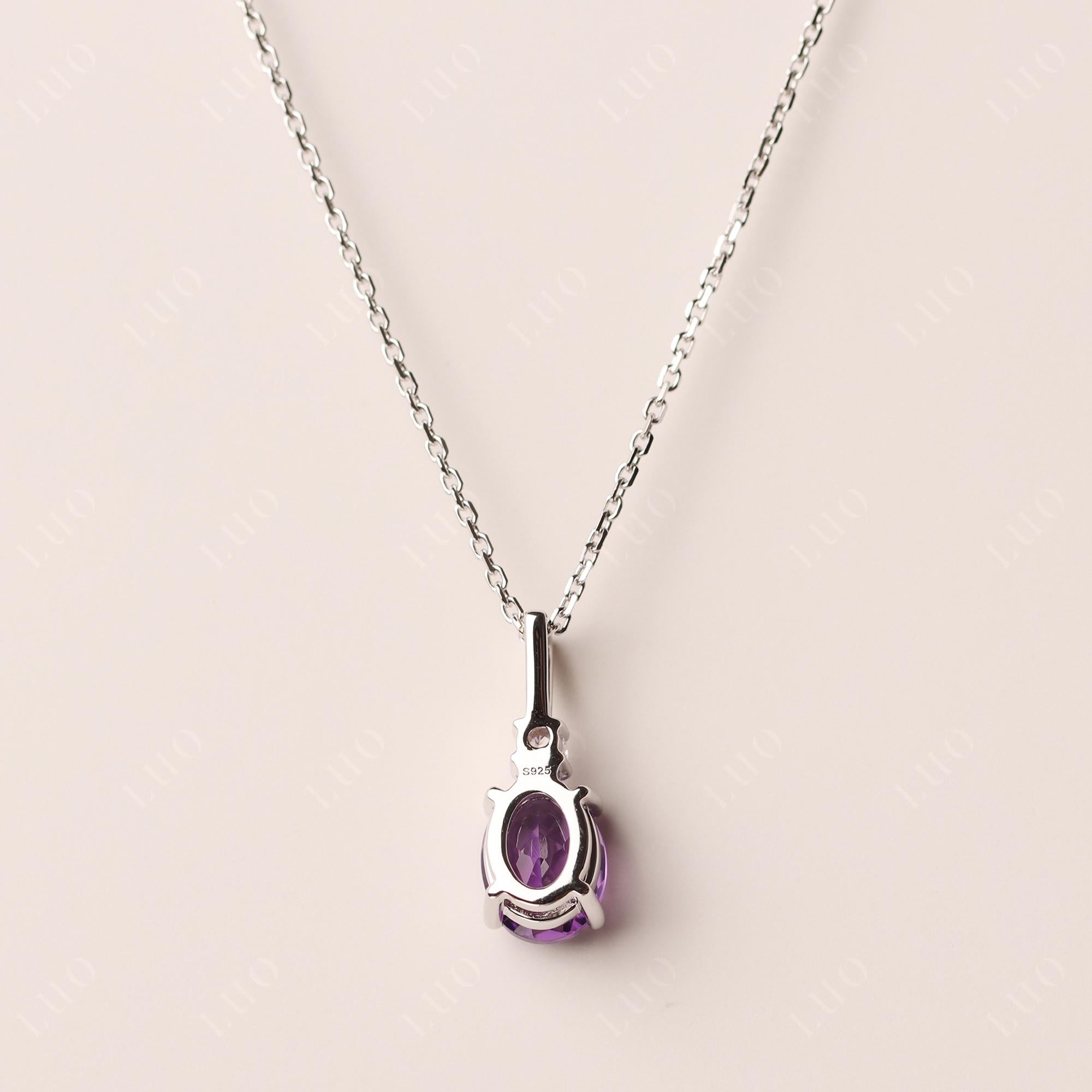 Einfache ovale Amethyst Halskette Anhänger