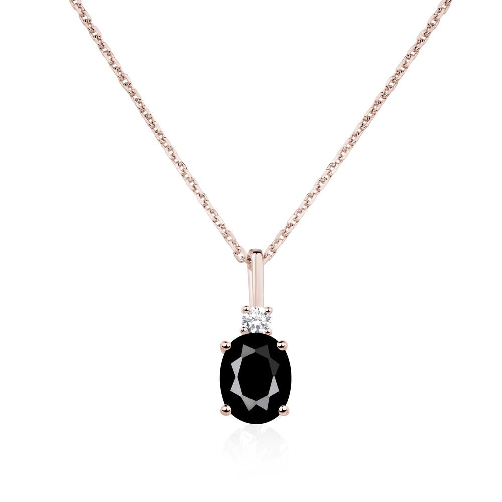 Simple Oval Black Spinel Necklace - LUO Jewelry #metal_14k rose gold