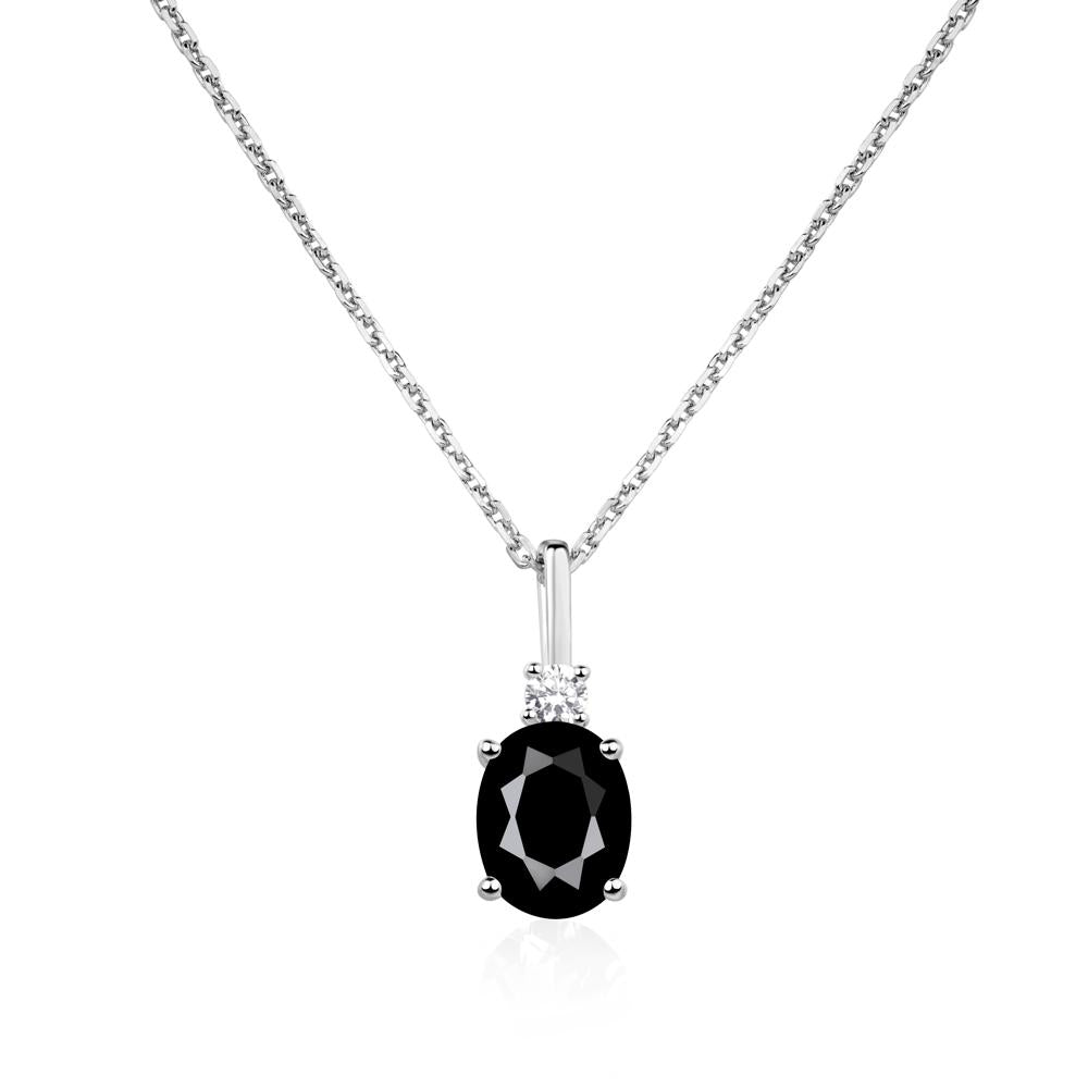 Simple Oval Black Spinel Necklace - LUO Jewelry #metal_14k white gold