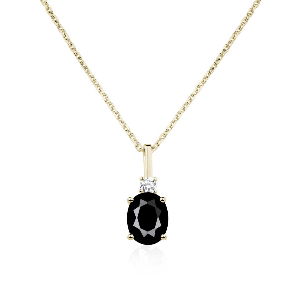 Simple Oval Black Spinel Necklace - LUO Jewelry #metal_14k yellow gold