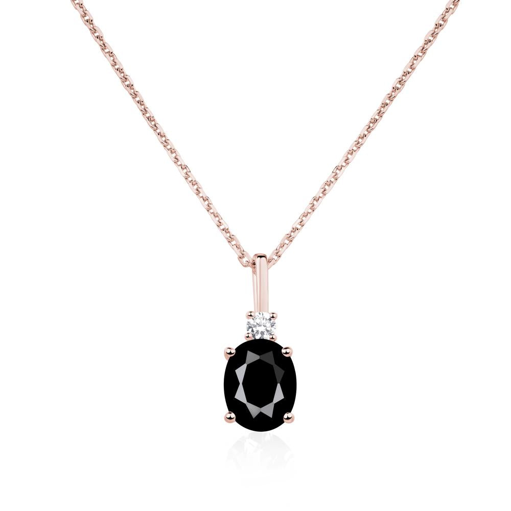 Simple Oval Black Spinel Necklace - LUO Jewelry #metal_18k rose gold