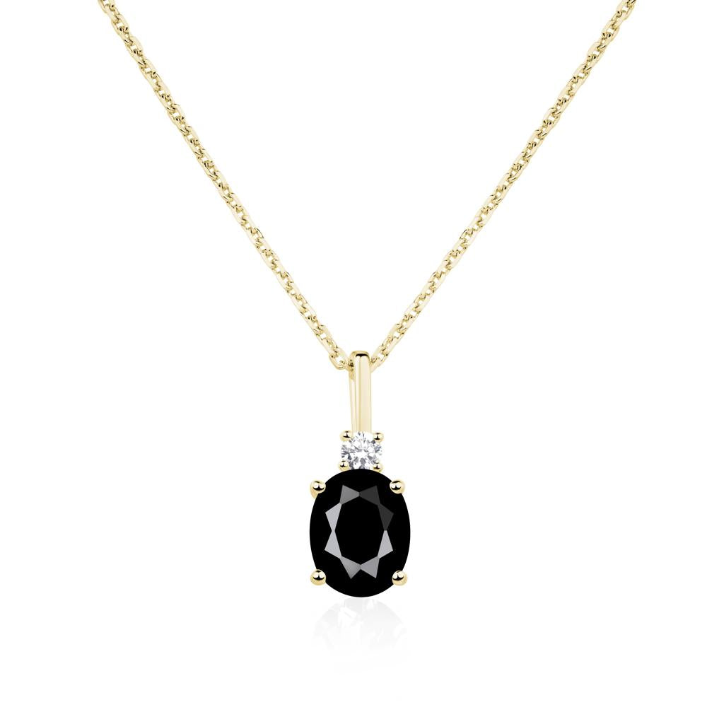 Simple Oval Black Spinel Necklace - LUO Jewelry #metal_18k yellow gold