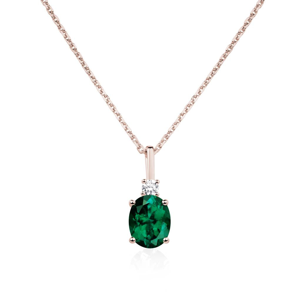 Simple Oval Emerald Necklace - LUO Jewelry #metal_14k rose gold