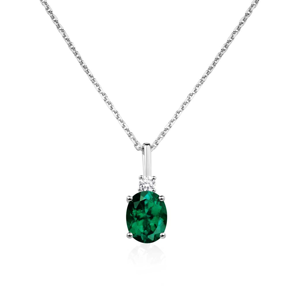 Simple Oval Emerald Necklace - LUO Jewelry #metal_18k white gold