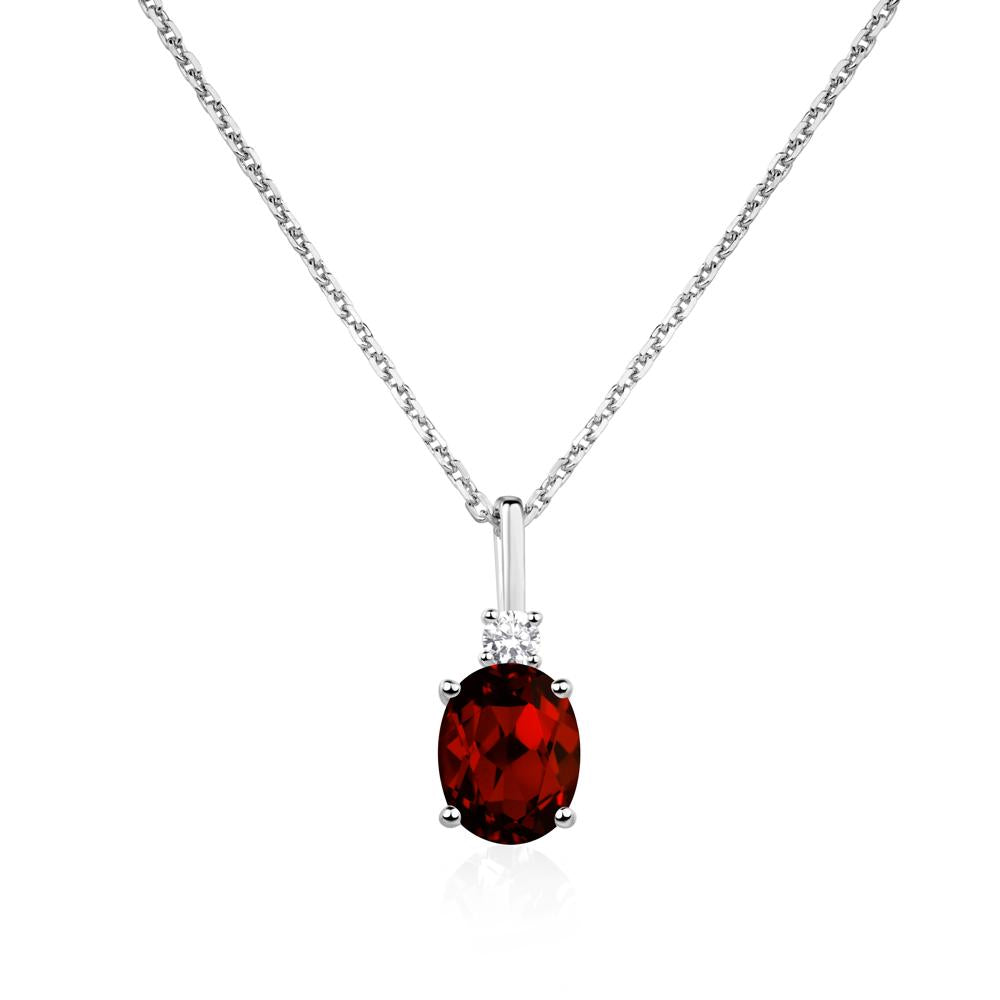 Simple Oval Garnet Necklace - LUO Jewelry #metal_14k white gold