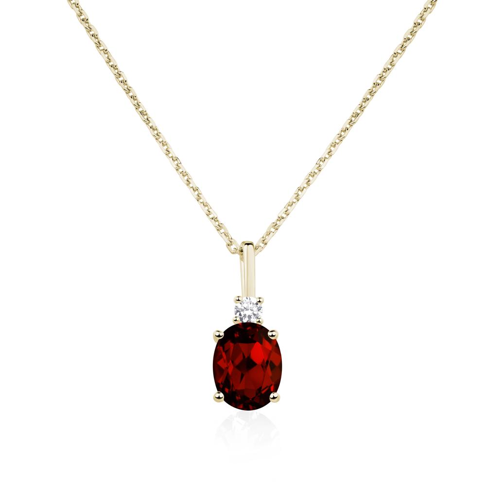 Simple Oval Garnet Necklace - LUO Jewelry #metal_14k yellow gold