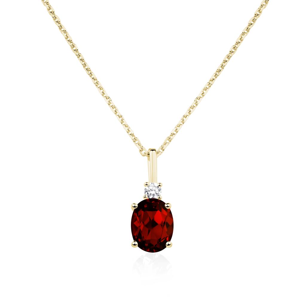 Simple Oval Garnet Necklace - LUO Jewelry #metal_18k yellow gold