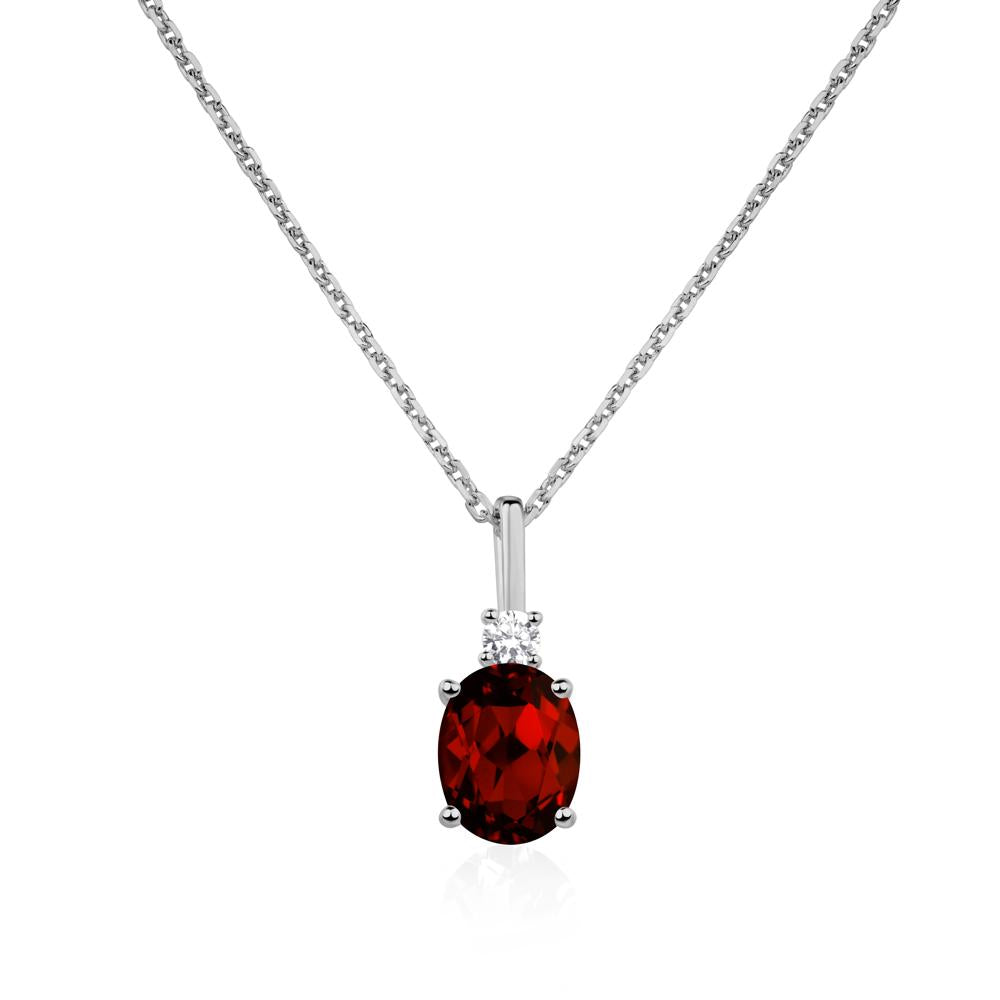 Simple Oval Garnet Necklace - LUO Jewelry #metal_platinum