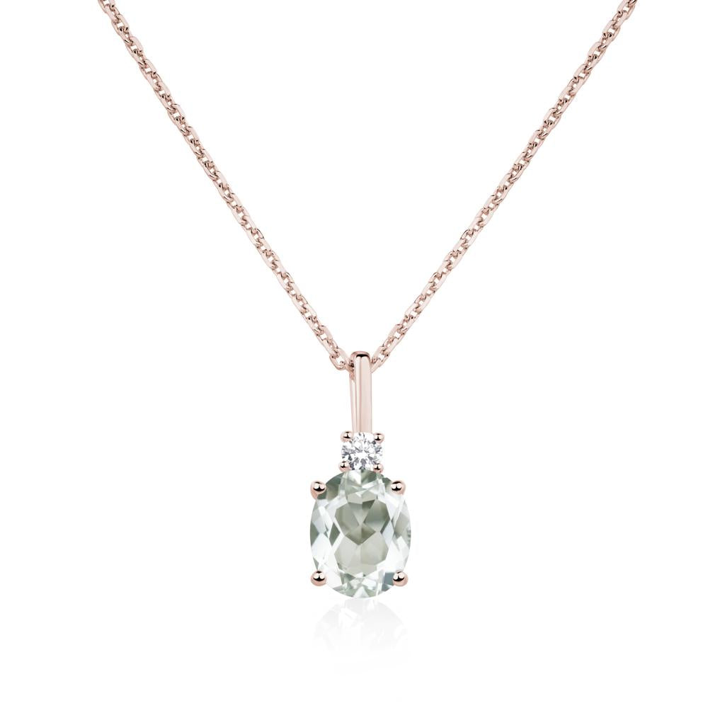 Simple Oval Green Amethyst Necklace - LUO Jewelry #metal_14k rose gold