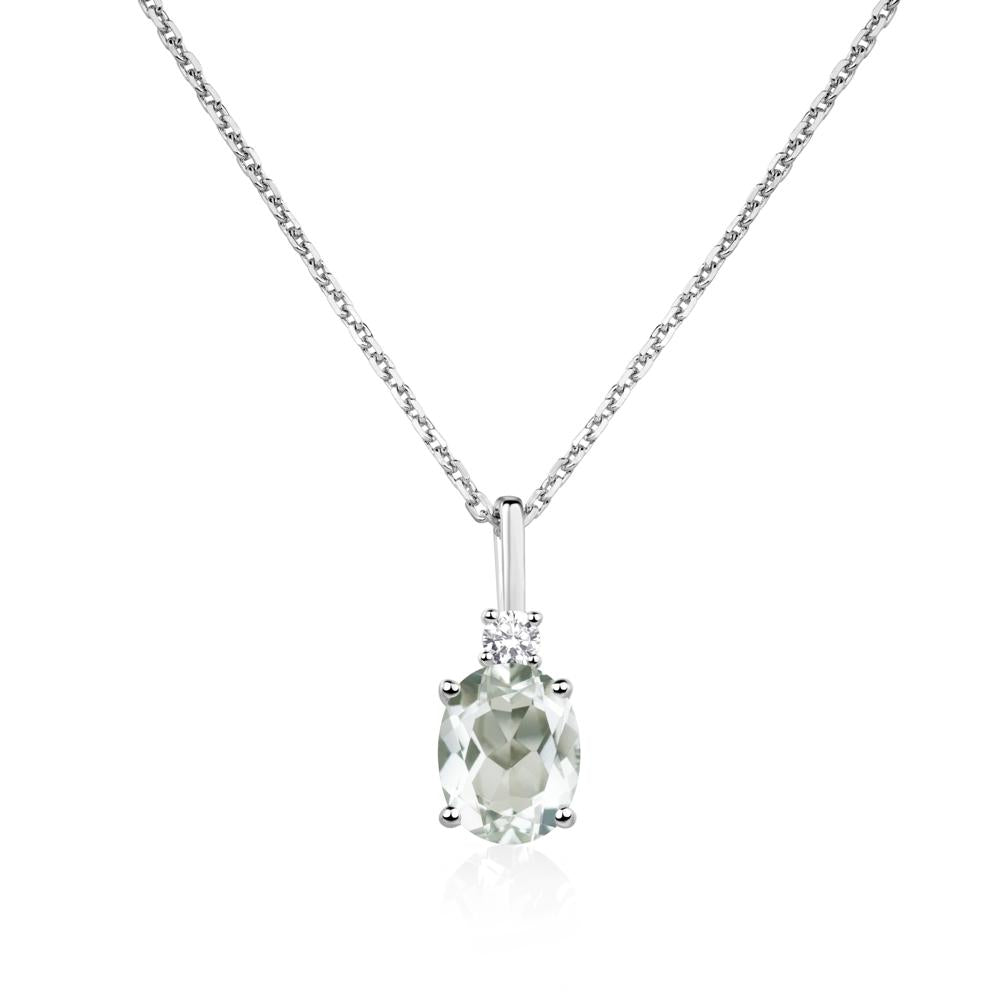 Simple Oval Green Amethyst Necklace - LUO Jewelry #metal_14k white gold